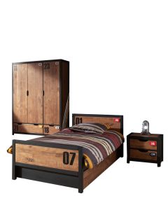 De Alex-combinatie Met Nachttafel,  Bed 90x200cm,  Rolbed,  3 Deurs Kleerkast