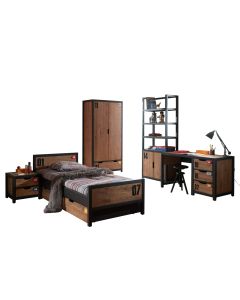 De Alex-combinatie Bestaat Uit Een Nachttafel ,  Bed 90x200cm ,  Rolbed ,  Bureau ,  2 Deurs Kleerkast ,  Bibliotheek