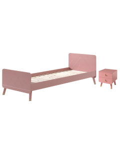 Billy-combinatie Met Terra Roze Billy-bed (90x200cm) En De Bijpassende Terra Roze Nachttafel.