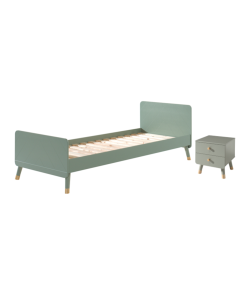 Billy Lot Avec Lit (90x200cm) En Vert Olive Et Du Chevet Vert Olive Assorti