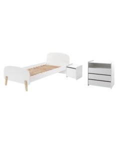 This Kiddy Combination In White Consists Of A Bed (90x200) With A Nightstand And Chest Of 3 Drawers.