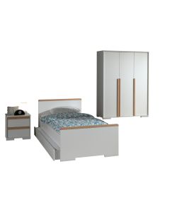 This London Combination In White Consists Of A Bed (90x200) With Drawer, Nightstand And 3 Doors Wardrobe.