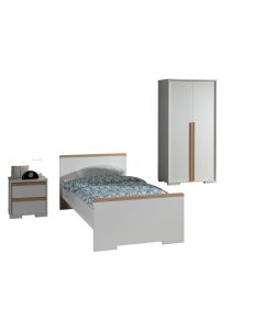 This London Combination In White Consists Of A Bed (90x200) With Nightstand And 2 Door Wardrobe.