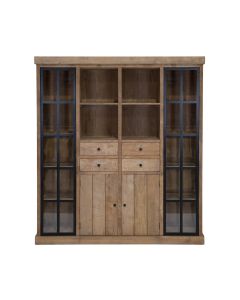 Armoire Unique En Bois De Teck Avec Deux Portes En Verre