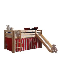 This Pino-combination Contains A Pino Mid Sleeper + Slide Natural  And A Curtain Chucky