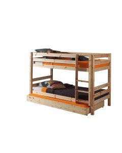 Pino-combinatie Met Pino Stapelbed In Natuur Gelakt En Een Pino Rolbed 90x195cm Natuur