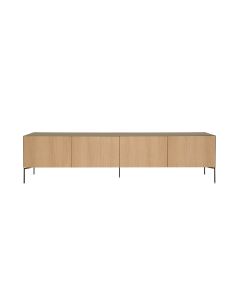 Stylish Tv Cabinet Made Of Oak With Lines And Metal Finish. 4 Doors, 221cm