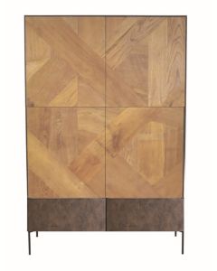 Tall Cabinet With 4 Doors And 2 Drawers In Recycled Zig Zag Teak