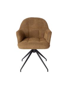 Armchair On Swivel Base, Upholstery Cognac - Per 2